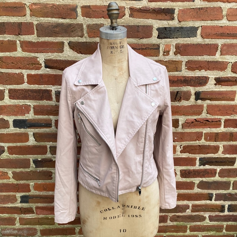 Blank NYC blush pink moto jacket